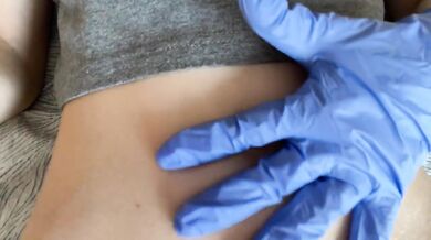 Belly button and medical gloves