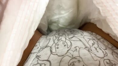 Peeing in panties inside a diaper