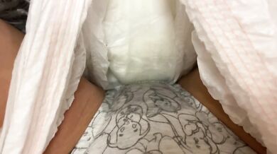 Peeing in panties inside a diaper