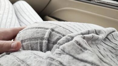 Perfect Big Tits Stepsister Teasing in the Car with Her Sweet Pajama