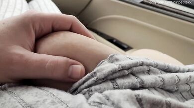 Perfect Big Tits Stepsister Teasing in the Car with Her Sweet Pajama