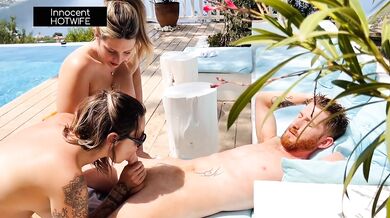 Fucking outside. Friends have threesome with the pool boy