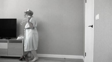 Changing into nurse's clothes
