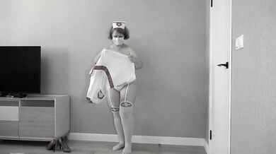 Changing into nurse's clothes