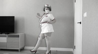 Changing into nurse's clothes