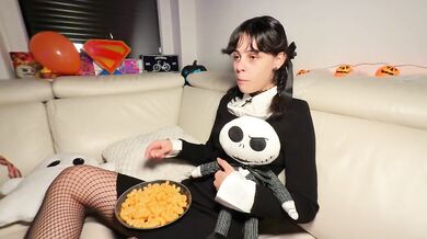 My little STEP SISTER is Wednesday Addams for Halloween