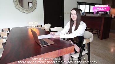 The boss fucked his slut secretary for a promotion right on the desk.