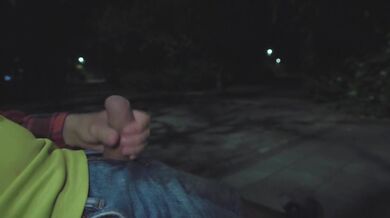 DICKFLASH in Night Park: Stranger teen can't resist and makes me cum