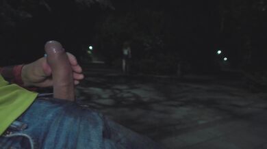 DICKFLASH in Night Park: Stranger teen can't resist and makes me cum