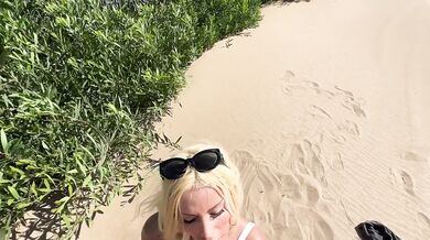 Petite blonde with big ass fucks on the beach! OUTDOOR SEX - Lana Myers