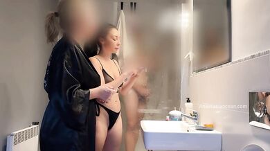I caught my husband jerking on my mom in bathroom and joined them. Family use. Voyeur.