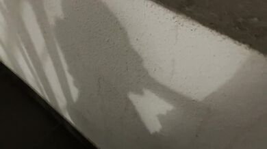 A neighbor went out to smoke in the entrance, gave her a dick in her mouth and fucked between tits while her husband is at home