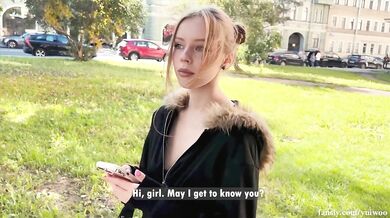 Shy stranger cheated on her boyfriend for money and a big dick