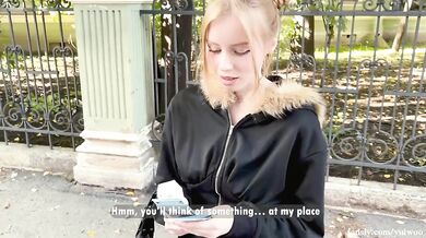 Shy stranger cheated on her boyfriend for money and a big dick