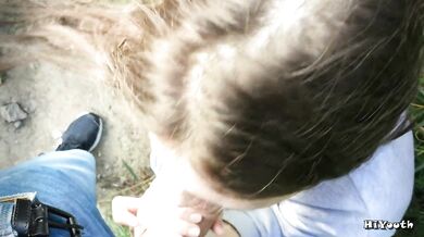 Russian Slut Make Blowjob Outdoor after University - hiyouth