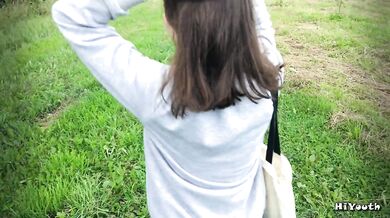 Russian Slut Make Blowjob Outdoor after University - hiyouth