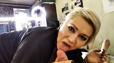 My Busty Mature Slut Sucks My Dick! My wife is hot in bed! My wife is whore! All jerk off and envy!