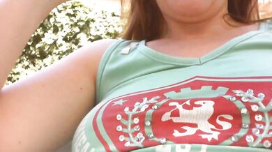 Dirty piss-filled diaper shown in a public garden under a white skirt