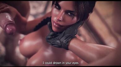 Lara Croft satisfies her dirty res with two huge cocks while getting her ass pounded[eng sub