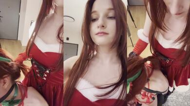 Lady Mononoke whips her tied to chair elf in bondage santa xmas fun