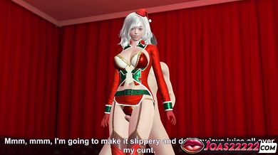 Christmas 3D Hentai of Sexy Big Tits Ms. Santa in Red Lingerie - Thighjob Fetish with Close-Up Views, Reverse Standing Fuck