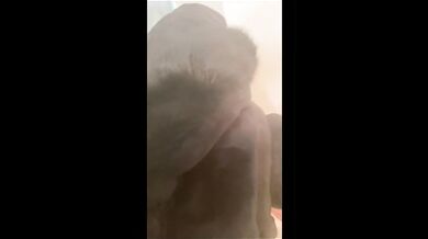 Caged & Collared in Black Downjacket – Blowjob, Doggy & Cum Finish