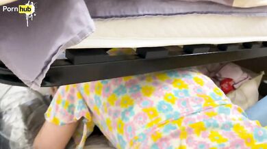 Vaginal gift of fate STEPMOM stuck under the bed.