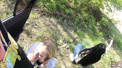 Girlfriend lost at rock-paper-scissors and had to suck fellow traveler - EPIC FACIAL - POV