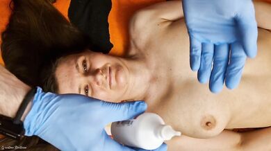 Buccal face massage ended up with gargantua cock in the mouth
