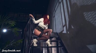 My Shadow: Jeny Smith teasing you with High heels, Mini skirt and Stockings