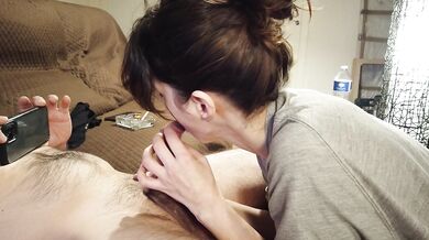 Watch how I use my tongue in this delicious blowjob, he lets me use his cock whenever I need to practice.