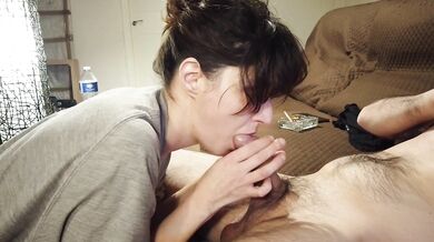Watch how I use my tongue in this delicious blowjob, he lets me use his cock whenever I need to practice.