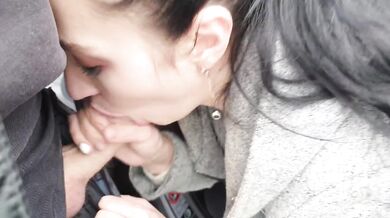 Mouthful of cum near the road