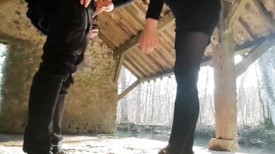 Pervert girl wanna risky fuck outdoor and gets cum on her Face