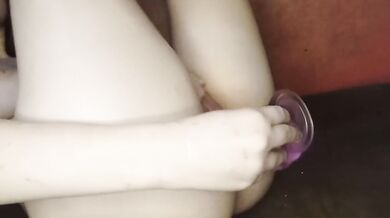 Close-up pussy stretching. The dildo barely fits in my hole.