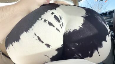 Slowly Dry Hump on Stepbrother till Cum on Self in the Car