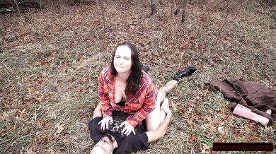 Woodland Edge Fucking and Sucking, Hairy Pussy MILF Squirts on Hairy Man, Pt. 3