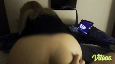 Beautiful woman models and then fills her ass with semen