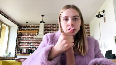 Hot sex with a bitch in a purple fur coat