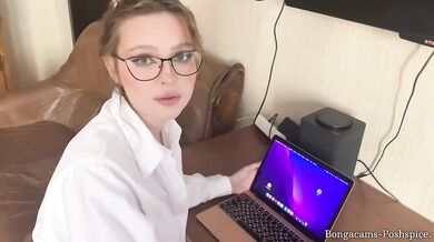 POV. "I have an important meeting" Cum on stepmom's face (With subs)