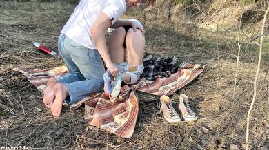 Cute sex in nature with a beautiful girl