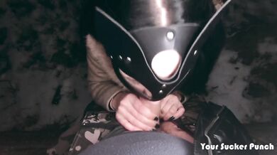 Shy Teen Sucked My Cock Behind The Garages | Outdoor Winter Blowjob | Cum Swallow | POV