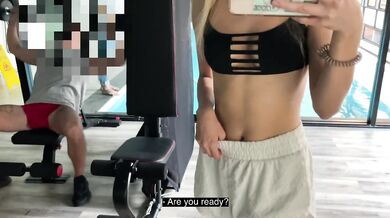 Risky public blowjob in the gym. Fast cum. Cumwalk with Californiababe
