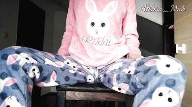 Schoolgirl In Pajamas Teases and Masturbates Pussy