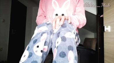 Schoolgirl In Pajamas Teases and Masturbates Pussy