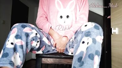 Schoolgirl In Pajamas Teases and Masturbates Pussy