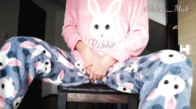 Schoolgirl In Pajamas Teases and Masturbates Pussy