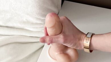 She rides a dildo and moans!