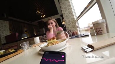 Took to a restaurant and cum in the throat in the toilet! She swallowed cum