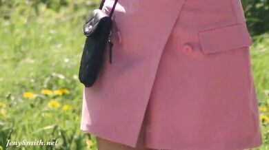 A Not Planned Date. Jeny Smith walking with stranger with mini skirt and no panties